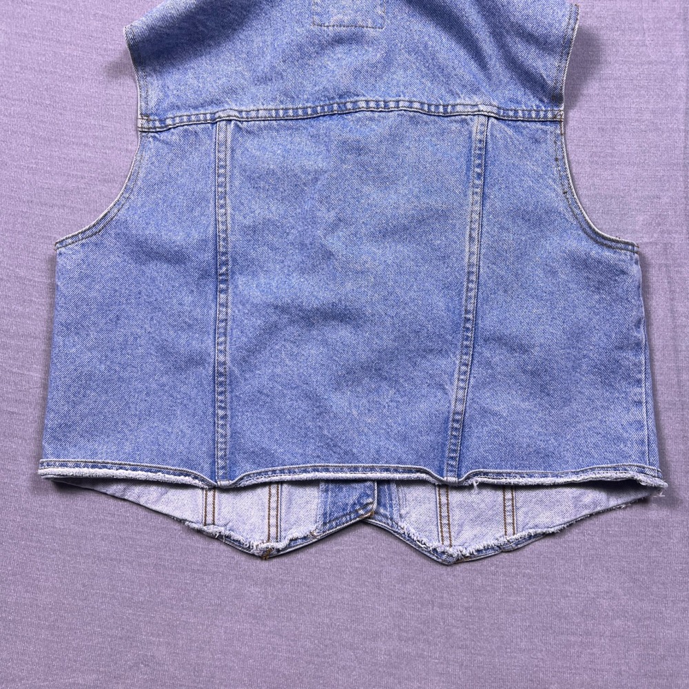 VTG Be‎ Bop Clothing Denim Vest Blue Jean Sleeveless Collared Jacket Womens - Picture 8 of 9